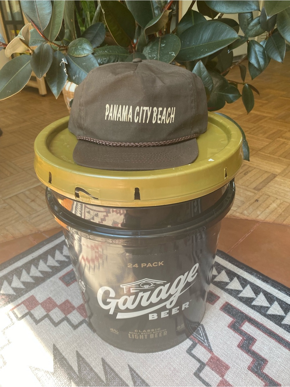 Vintage Panama City Beach Corded Brown Baseball Hat Cap